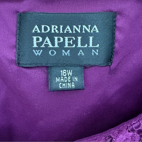 Adrianna Papell Purple Lace Midi Dress 16W | Plus Size Wedding Guest - Picture 3 of 7
